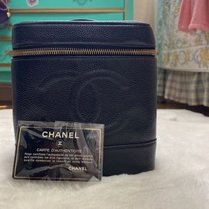 Authentic chanel vertical bag cosmetics case .